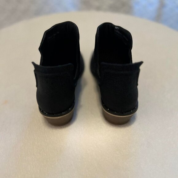 Women's New Black Suede Athena Low Cut Ankle Booties with Silver Dainty Studs - Picture 4 of 11